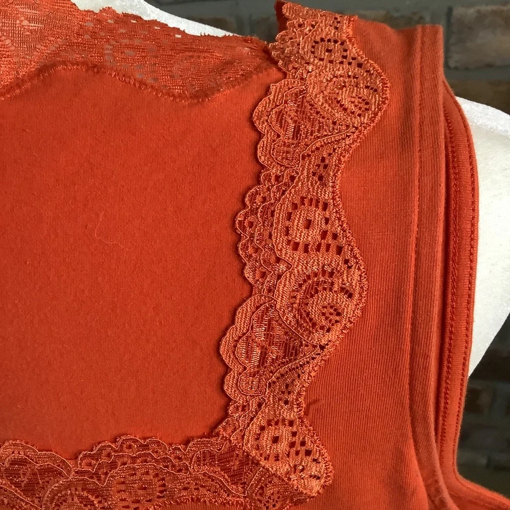 TALBOTS Orange Lace-Trim Tank Top 63 - Picture 5 of 8